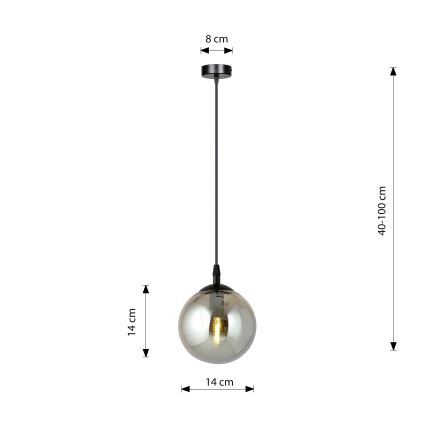 Pendelleuchte an Kabel COSMO 1xE14/10W/230V Ø 14 cm schwarz/rauchschwarz