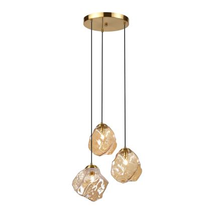 Pendelleuchte an Kabel CRISTAL 3xE14/15W/230V Messing/rauchiges Beige
