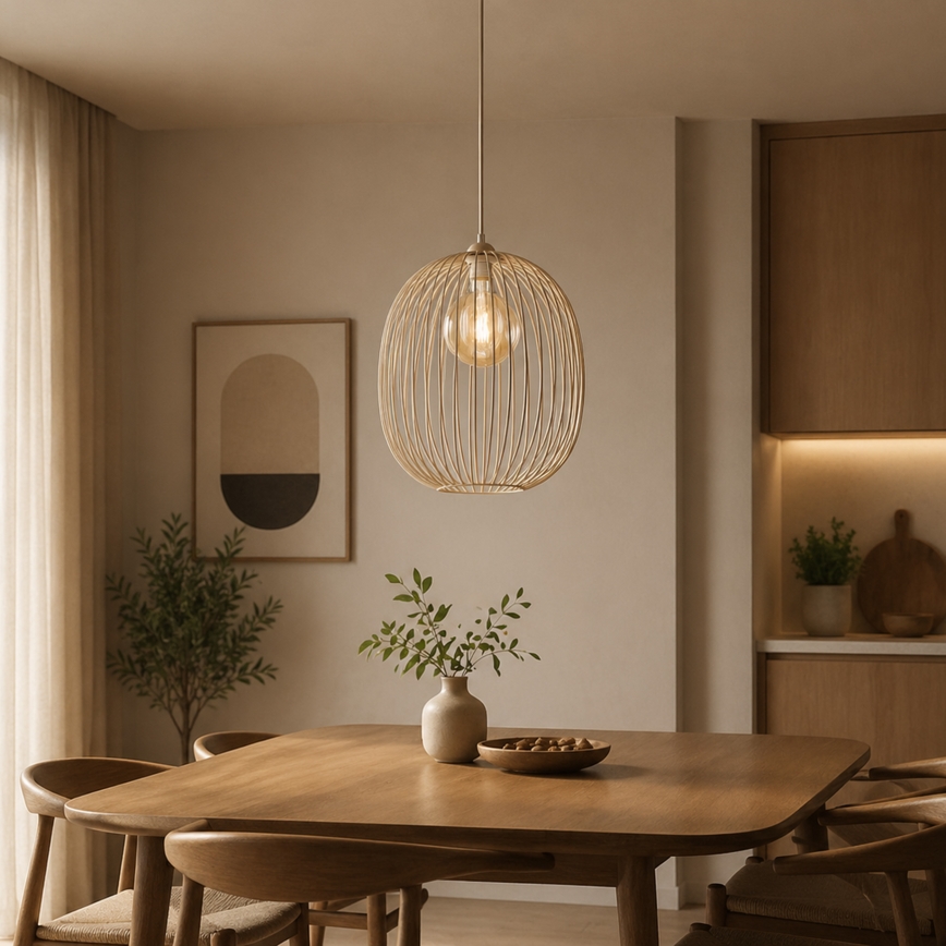 Pendelleuchte an Kabel DESTELLO 1xE27/15W/230V Ø 33 cm beige