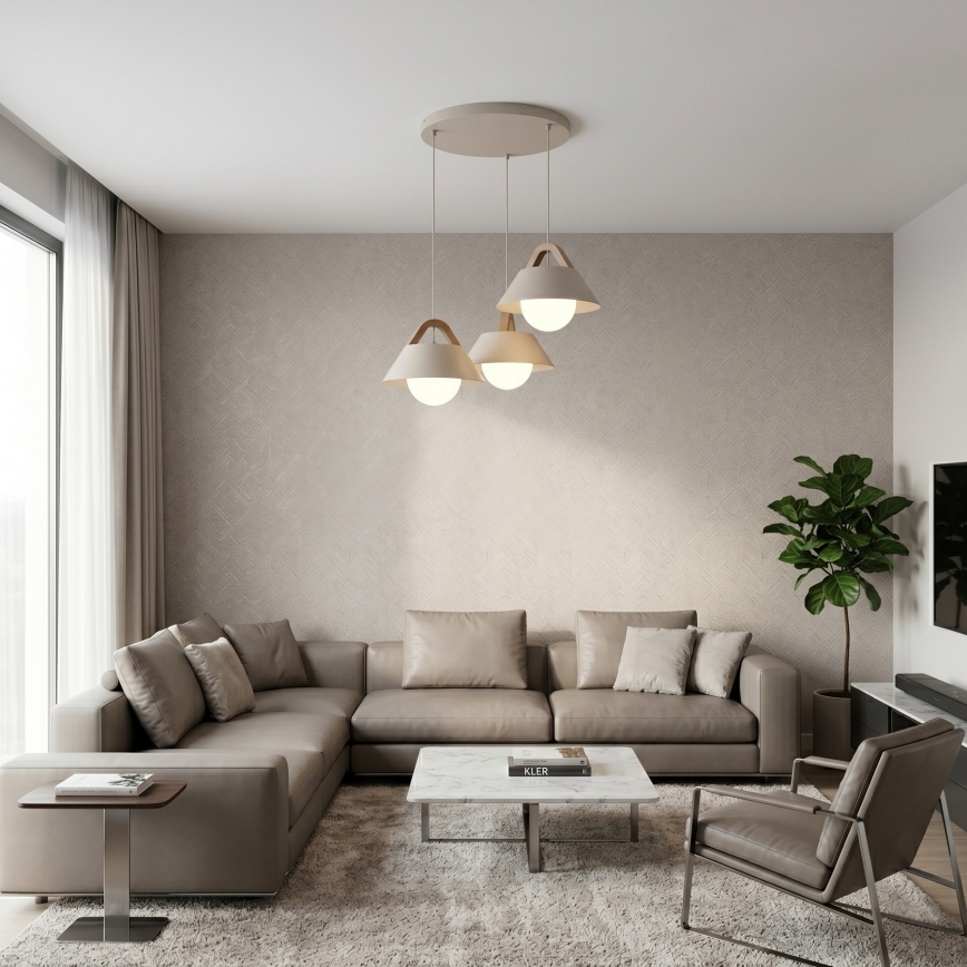 Pendelleuchte an Kabel FUNDA 3xE27/15W/230V beige