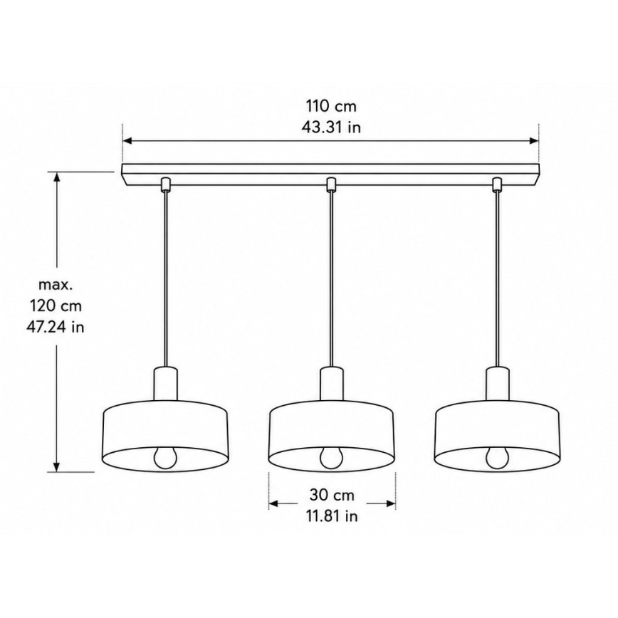Pendelleuchte an Kabel HAKI 3xE27/60W/230V gold/schwarz