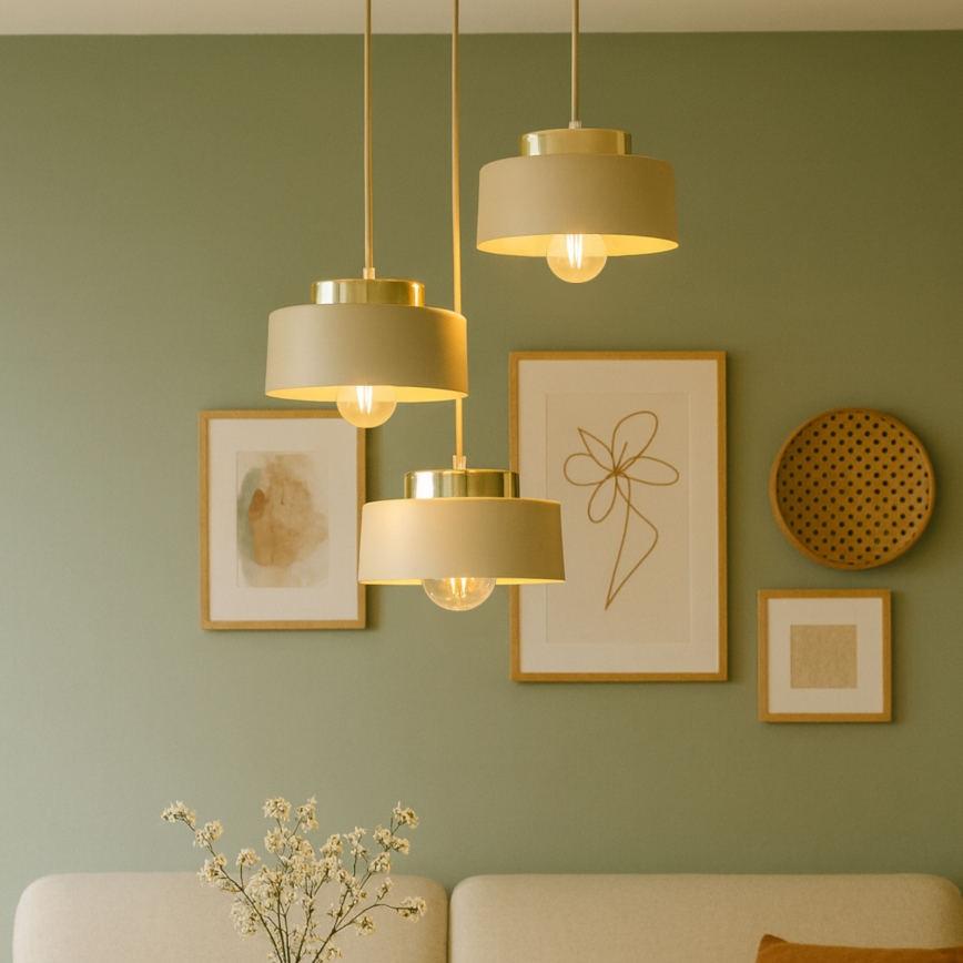 Pendelleuchte an Kabel IGNIA 3xE27/60W/230V beige/gold