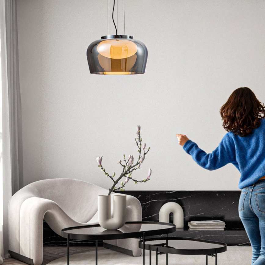 Pendelleuchte an Kabel INSIEME 1xGX53/10W/230V Ø 38 cm rauchschwarz