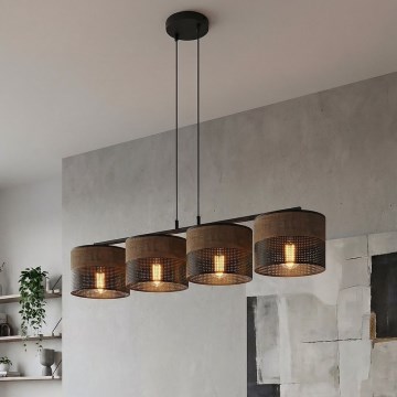 Pendelleuchte an Kabel KARBON 4xE27/15W/230V schwarz/braun