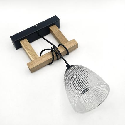 Pendelleuchte an Kabel LEANDRA 1xE27/15W/230V Eiche/Schwarz