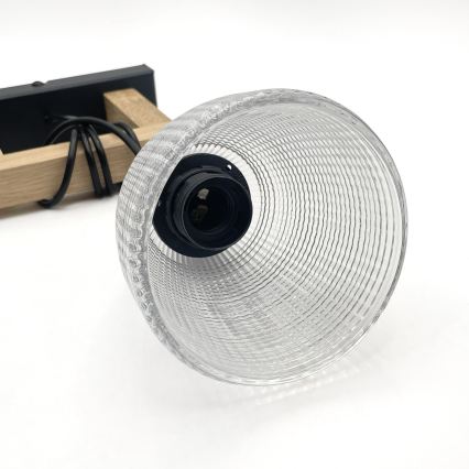 Pendelleuchte an Kabel LEANDRA 1xE27/15W/230V Eiche/Schwarz