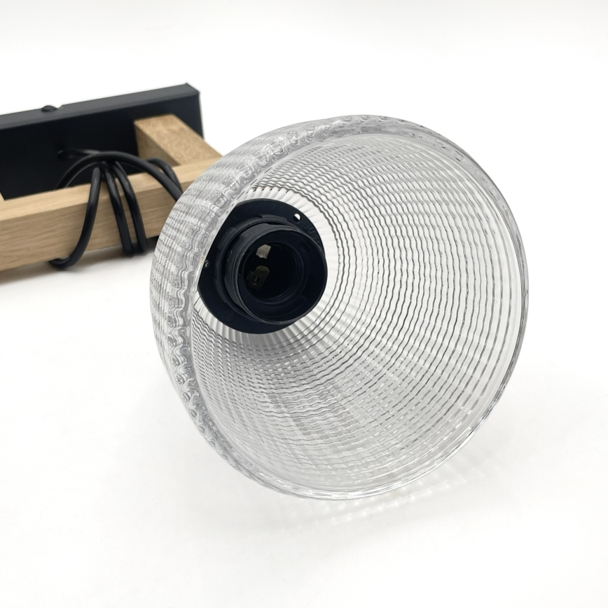 Pendelleuchte an Kabel LEANDRA 1xE27/15W/230V Eiche/Schwarz