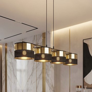 Pendelleuchte an Kabel LUX 4xE27/15W/230V schwarz/gold