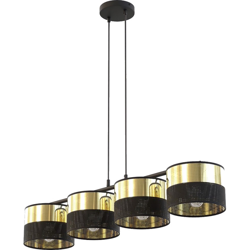 Pendelleuchte an Kabel LUX 4xE27/15W/230V schwarz/gold
