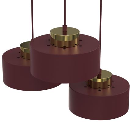 Pendelleuchte an Kabel MARTI 3xE27/15W/230V Burgunder/Gold