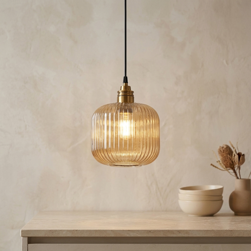 Pendelleuchte an Kabel MILOU 1xE27/15W/230V gold/rauchbeige