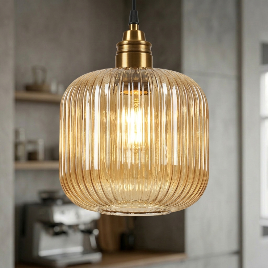 Pendelleuchte an Kabel MILOU 1xE27/15W/230V gold/rauchbeige