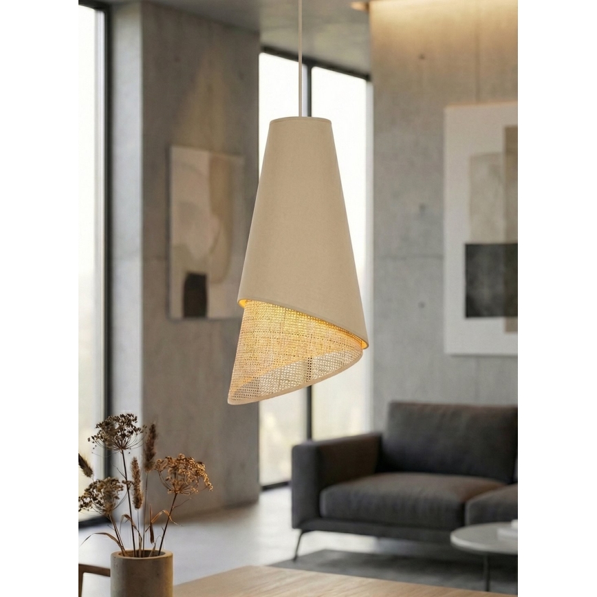 Pendelleuchte an Kabel MODA 3xE27/15W/230V beige/Rattan