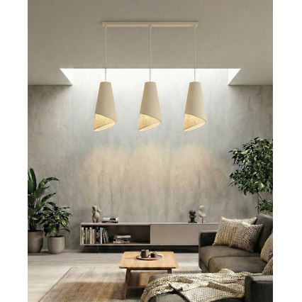 Pendelleuchte an Kabel MODA 3xE27/15W/230V beige/Rattan