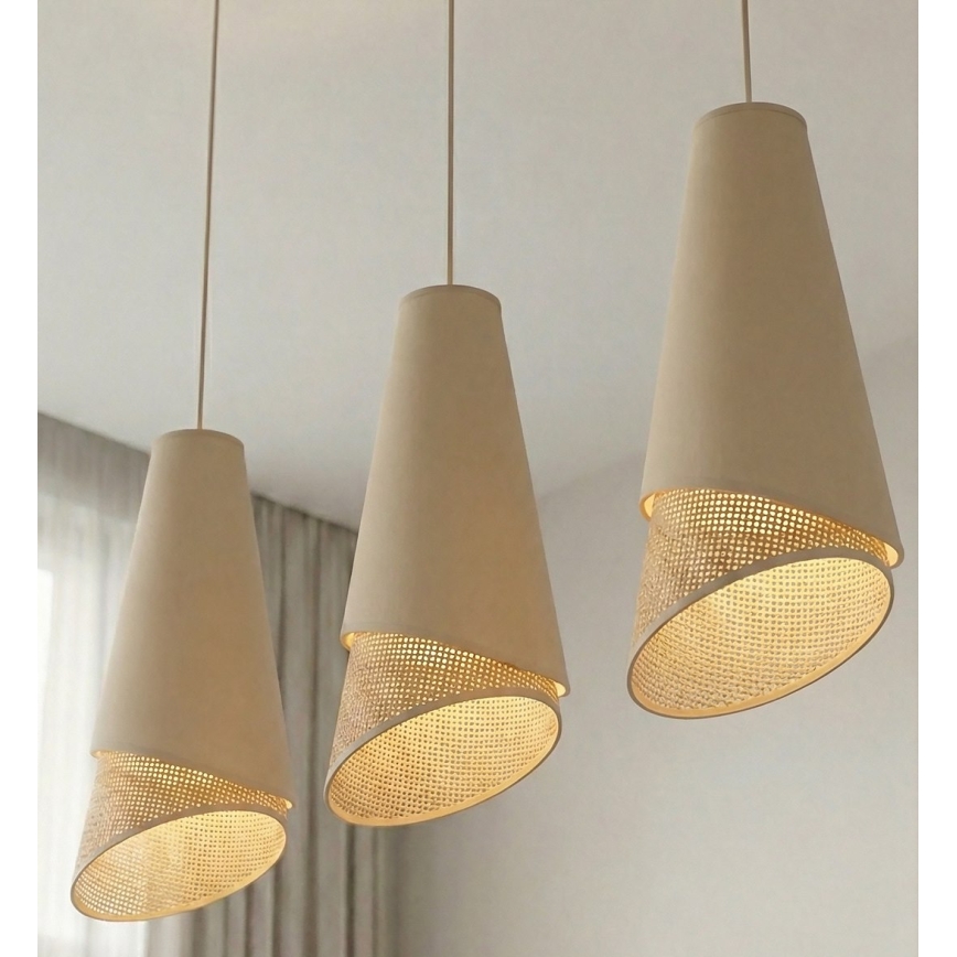 Pendelleuchte an Kabel MODA 3xE27/15W/230V beige/Rattan