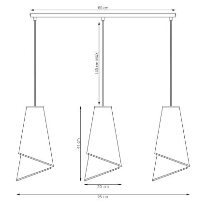 Pendelleuchte an Kabel MODA 3xE27/15W/230V beige/Rattan