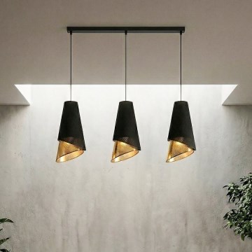 Pendelleuchte an Kabel MODA 3xE27/15W/230V schwarz/gold