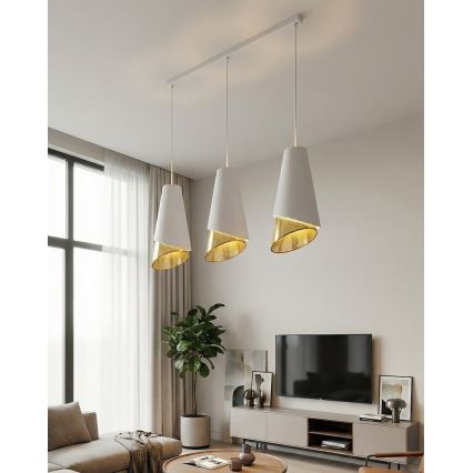 Pendelleuchte an Kabel MODA 3xE27/15W/230V weiß/gold