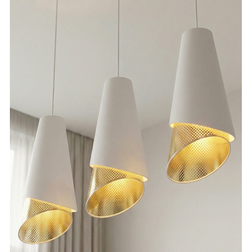 Pendelleuchte an Kabel MODA 3xE27/15W/230V weiß/gold