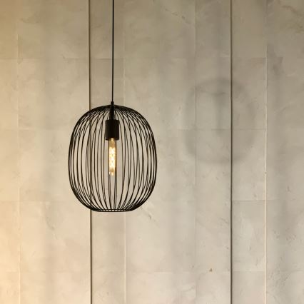 Pendelleuchte an Kabel OVELLA 1xE27/15W/230V Ø34 cm schwarz