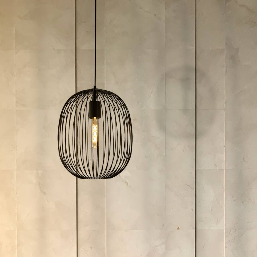 Pendelleuchte an Kabel OVELLA 1xE27/15W/230V Ø34 cm schwarz