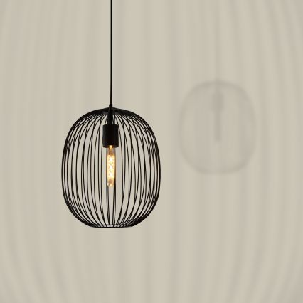 Pendelleuchte an Kabel OVELLA 1xE27/15W/230V Ø34 cm schwarz