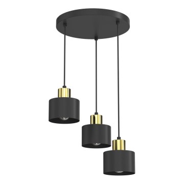 Pendelleuchte an Kabel PARKLA 3xE27/15W/230V schwarz