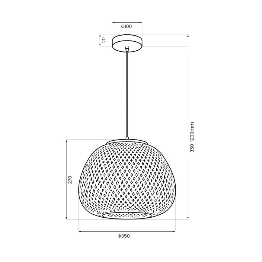 Pendelleuchte an Kabel PETRA 1xE27/15W/230V Bambus