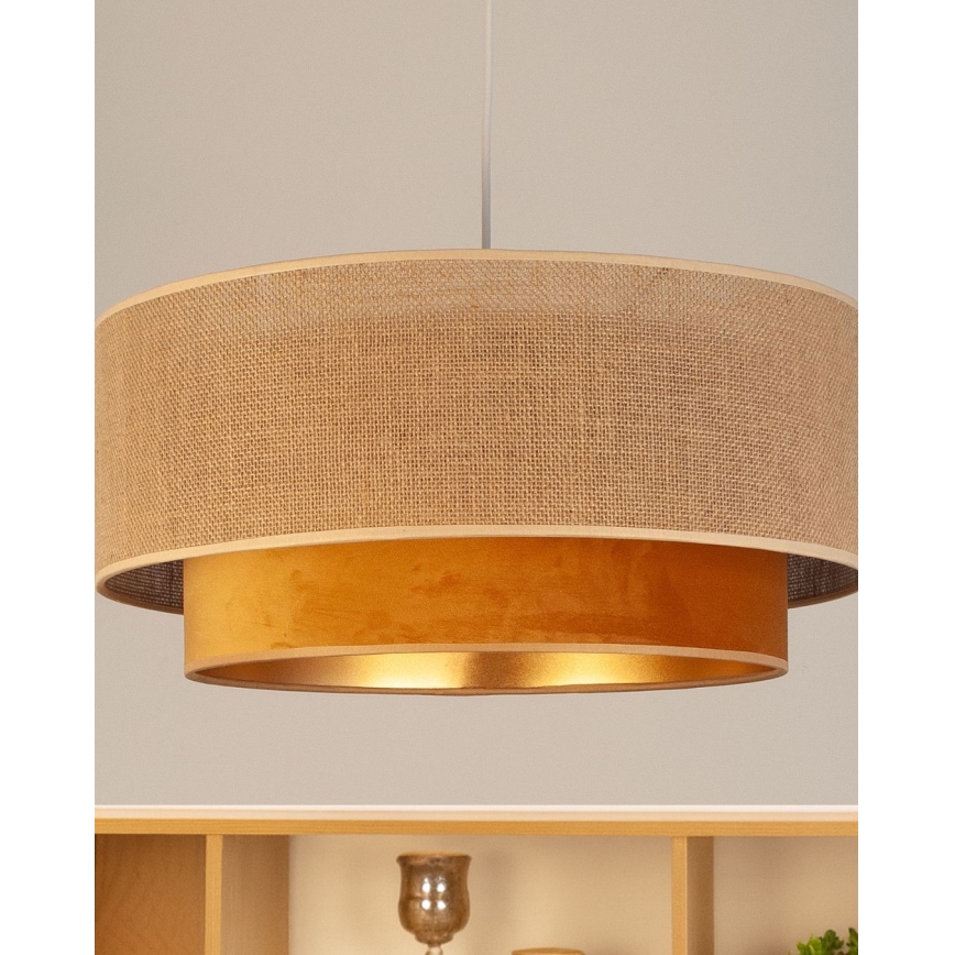 Pendelleuchte an Kabel SARTA 1xE27/60W/230V Ø 45 cm Kupfer/Jute