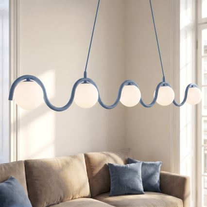 Pendelleuchte an Kabel SINUS 5xG9/8W/230V blau