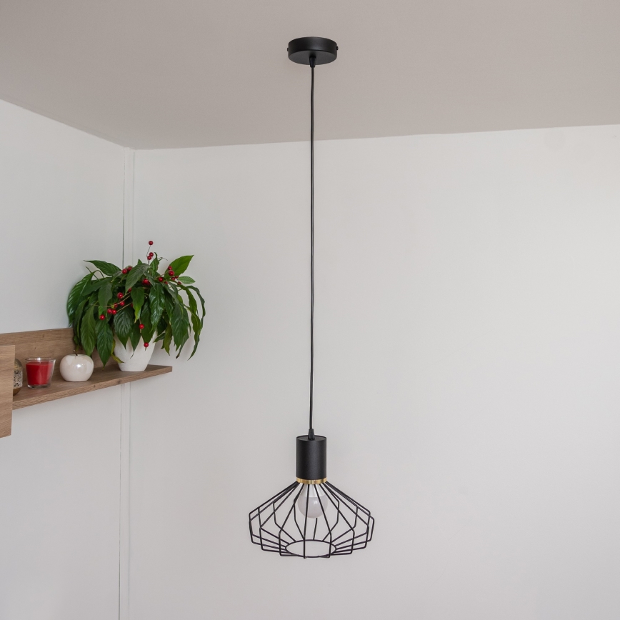 Pendelleuchte an Kabel SOLANO 1xE27/15W/230V schwarz/gold