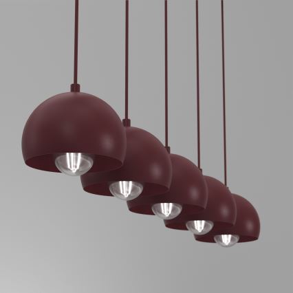 Pendelleuchte an Kabel SOOL 5xE27/15W/230V burgunderrot