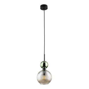 Pendelleuchte an Kabel SOPHIA 1xE14/10W/230V schwarz/grün/rauchiges Beige