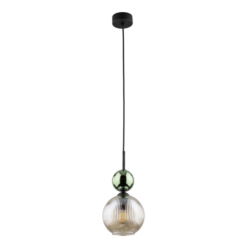Pendelleuchte an Kabel SOPHIA 1xE14/10W/230V schwarz/grün/rauchiges Beige