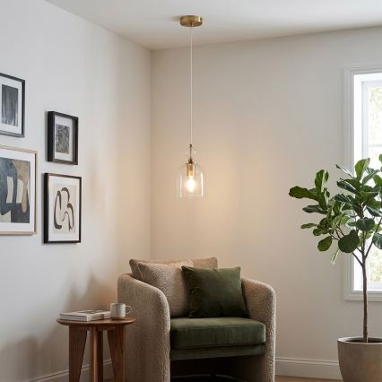 Pendelleuchte an Kabel VELARE 1xE27/15W/230V gold/transparent