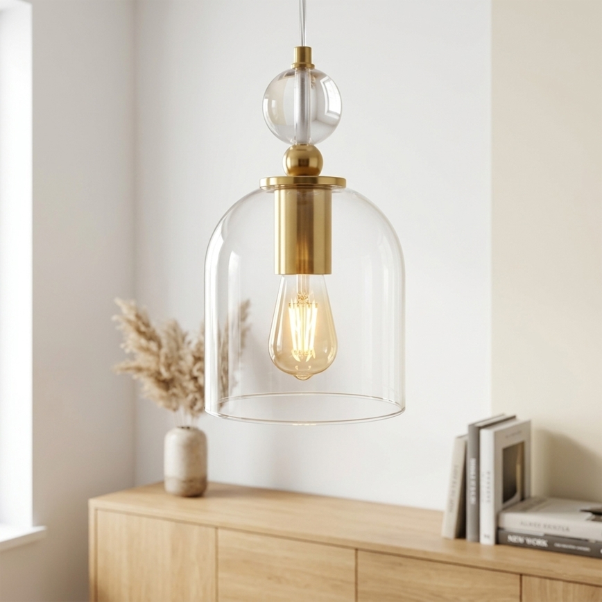 Pendelleuchte an Kabel VELARE 1xE27/15W/230V gold/transparent