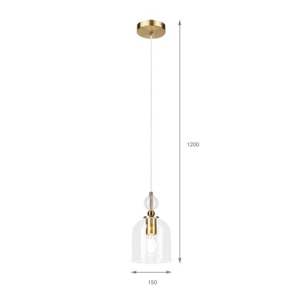 Pendelleuchte an Kabel VELARE 1xE27/15W/230V gold/transparent