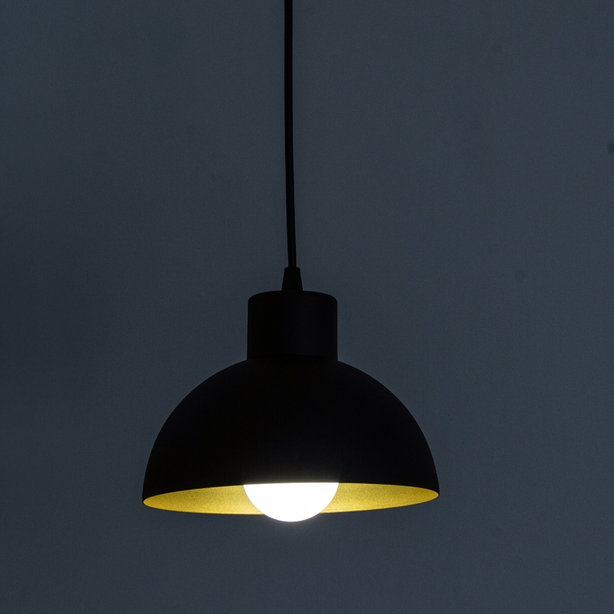 Pendelleuchte an Kabel VESPER 1xE27/15W/230 Ø 18 cm schwarz/gold