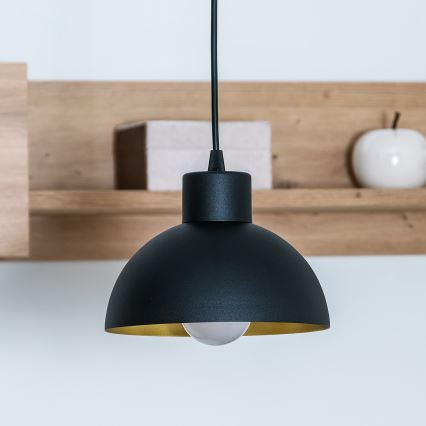 Pendelleuchte an Kabel VESPER 1xE27/15W/230 Ø 18 cm schwarz/gold