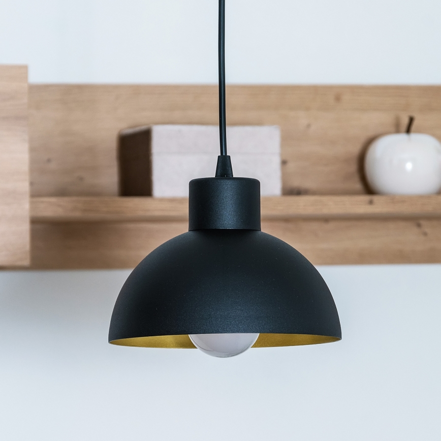 Pendelleuchte an Kabel VESPER 1xE27/15W/230 Ø 18 cm schwarz/gold