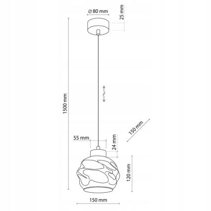 Pendelleuchte an Kabel ZULIA 1xE27/15W/230V schwarz/rauchschwarz