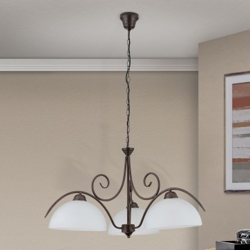 Pendelleuchte an Kette RULA 3xE27/40W/230V Ø 70 cm weiß/bronze