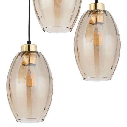Pendelleuchte an Seil SEBO 3xE27/15W/230V schwarz/rauchbeige