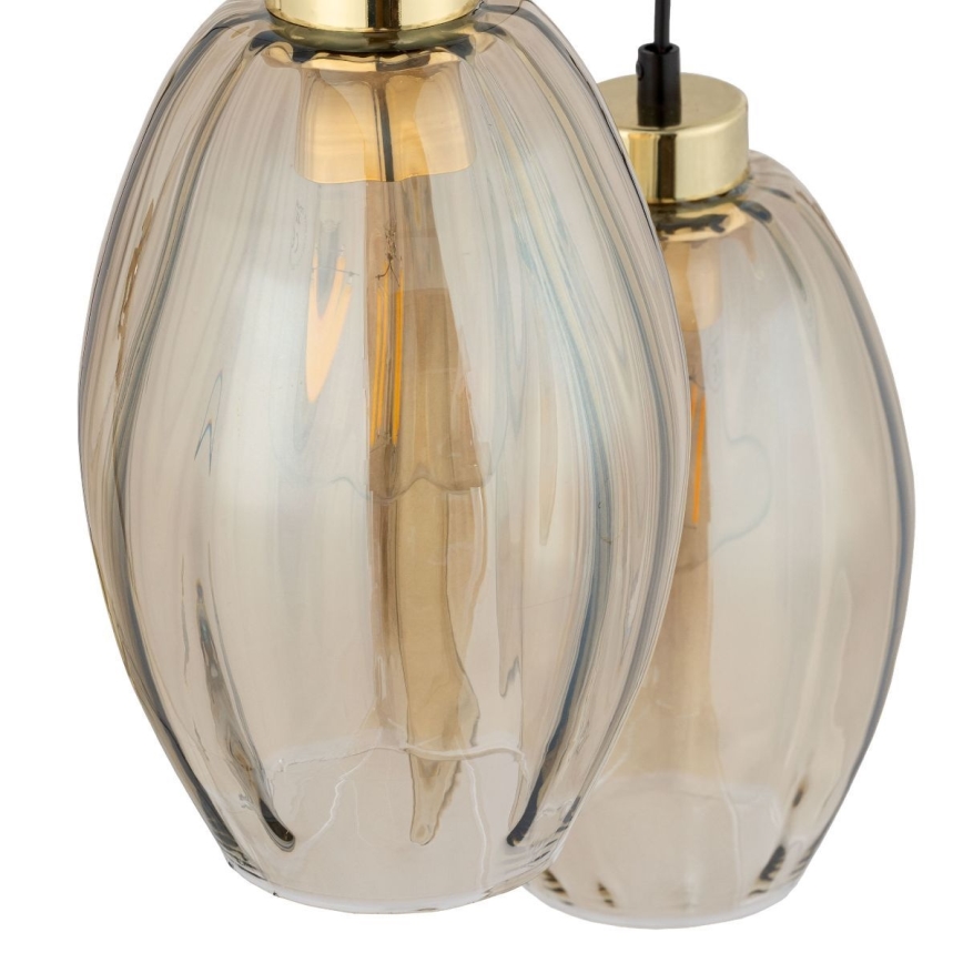 Pendelleuchte an Seil SEBO 3xE27/15W/230V schwarz/rauchbeige