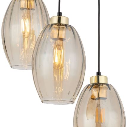 Pendelleuchte an Seil SEBO 3xE27/15W/230V schwarz/rauchbeige
