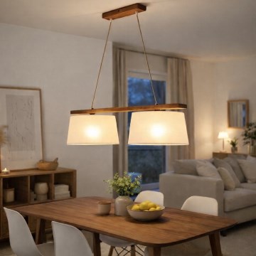 Pendelleuchte an Stahlseil AIDA 2xE27/60W/230V Ø 35 cm Eiche/Nussbaum