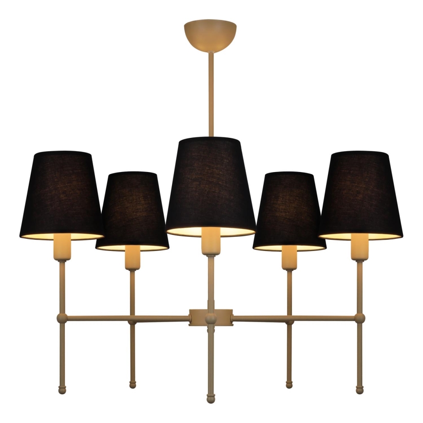 Pendelleuchte an Stange MADELA 5xE14/40W/230V schwarz/beige