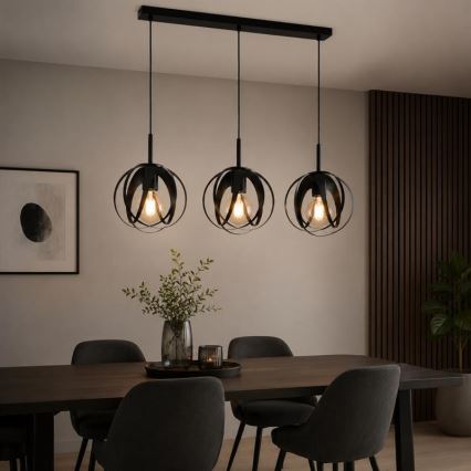 Pendelleuchte ASANI an Kabel, 3xE27/15W/230V, schwarz