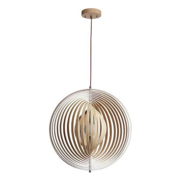 Pendelleuchte aus Holz mit Kabelaufhängung 1xE27/60W/230V Ø 43,5 cm Massivholz/Furnier/Buche/Gummibaum