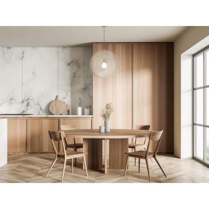 Pendelleuchte aus Holz mit Kabelaufhängung 1xE27/60W/230V Ø 43,5 cm Massivholz/Furnier/Buche/Gummibaum